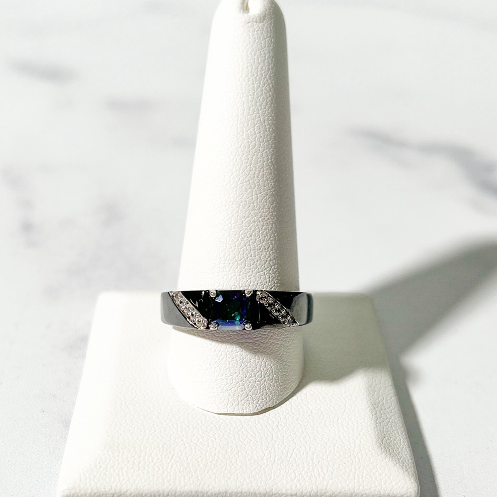 0.80ct Multicolor Quartz 0.19ctw Zircon Black Rhodium Sterling Silver Me…